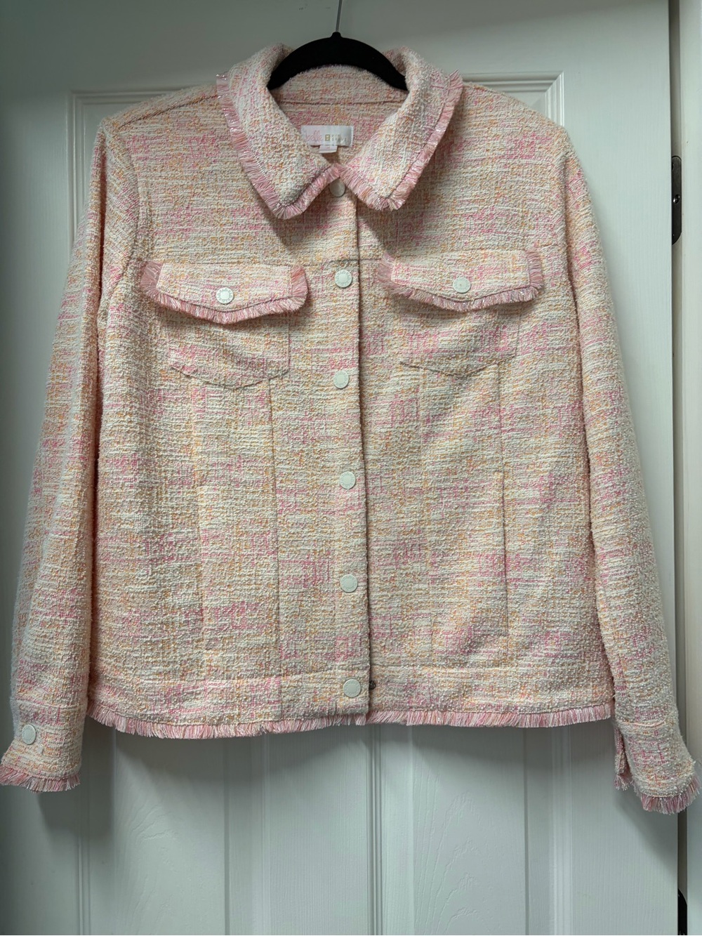 Belle by Kim Gravel Pink and Cream Tweed Jacket